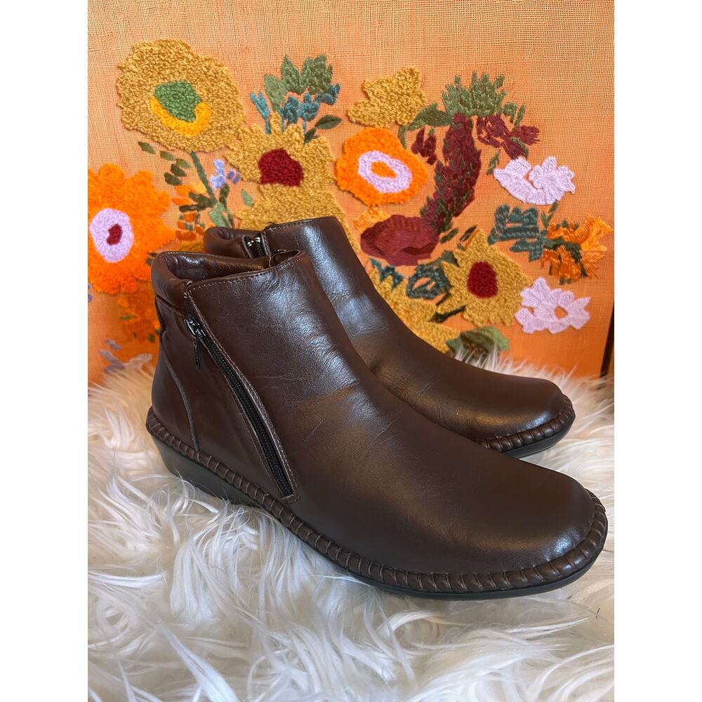 Piel Canela Sheepskin Double Zipper Boot Quality Rich Brown Sz 9.5 women 8.5 Men